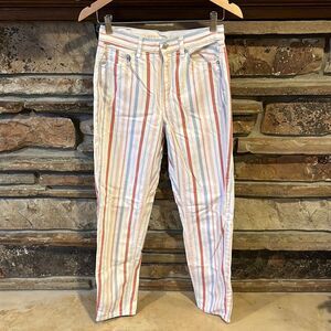American Eagle Mom Jeans White with Multicolor Stripes